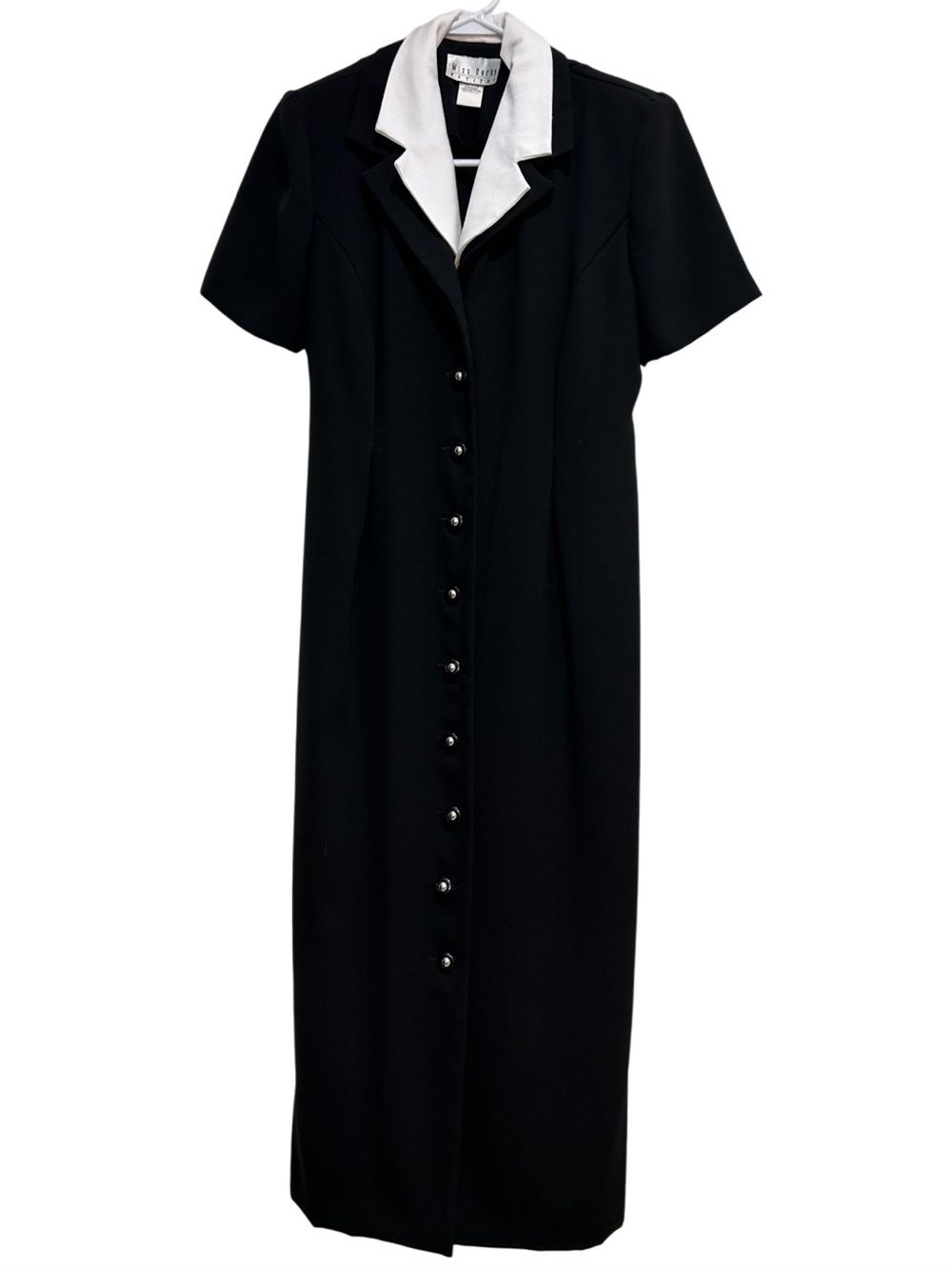 VTG Miss Dorby Petites Black & White Button Front Tea Length Dress Womens 6P